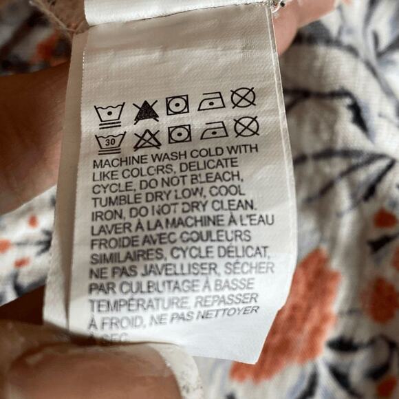 Lucky Brand Women's Orange & Cream Floral Print V-Neck Sleeveless Blouse Size S - Picture 5 of 14